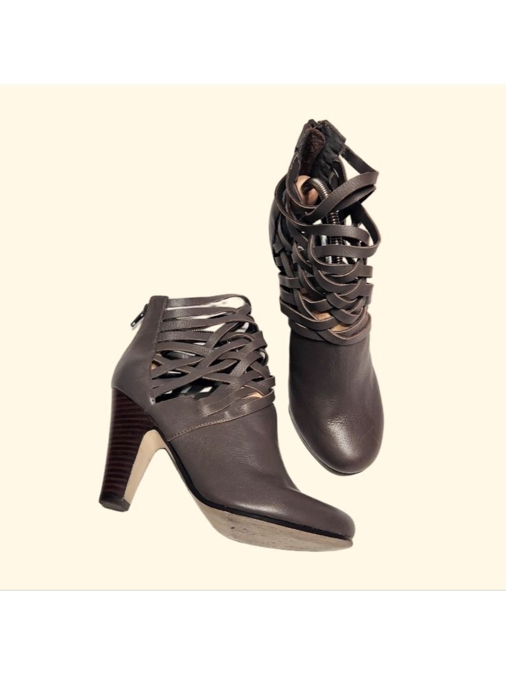 Dolce Vita Grey Strappy Weave Ankle Booties Size 8